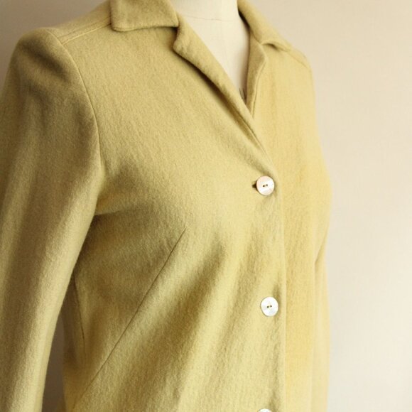 Vintage 1960s Coat Dress, Fred Roithschild Yellow Wool - Picture 5 of 10